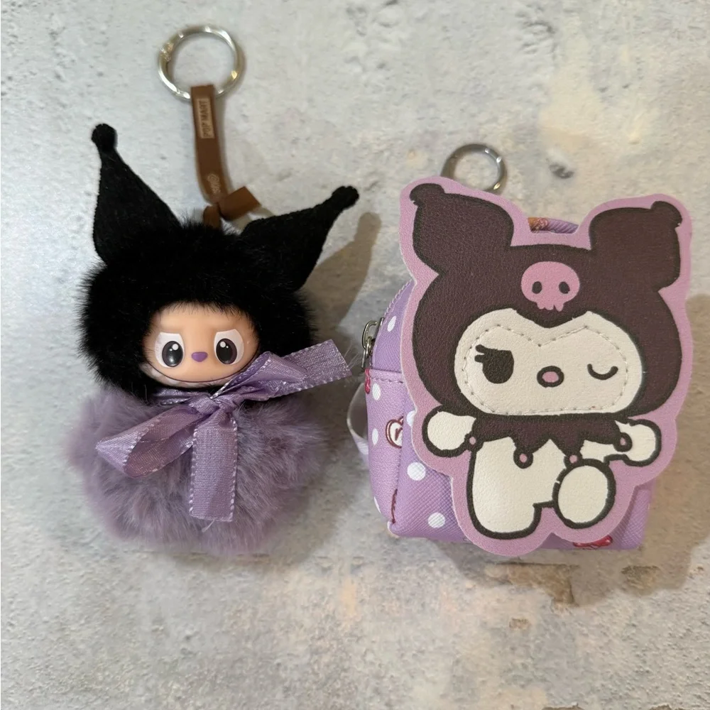 Kuromi Plush Keychain with Purple and Black Colors pin for love